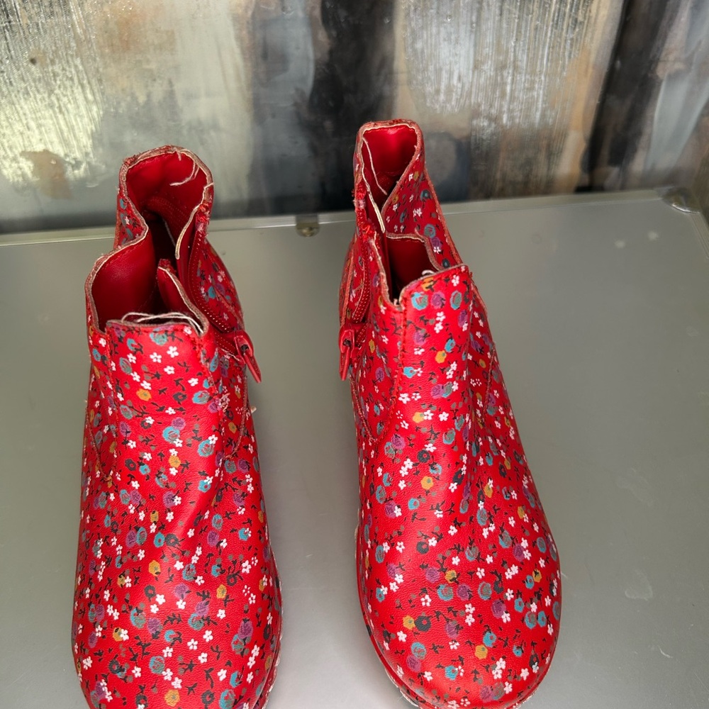 Oshkosh B’ Gosh Floral Red Ankle Boots